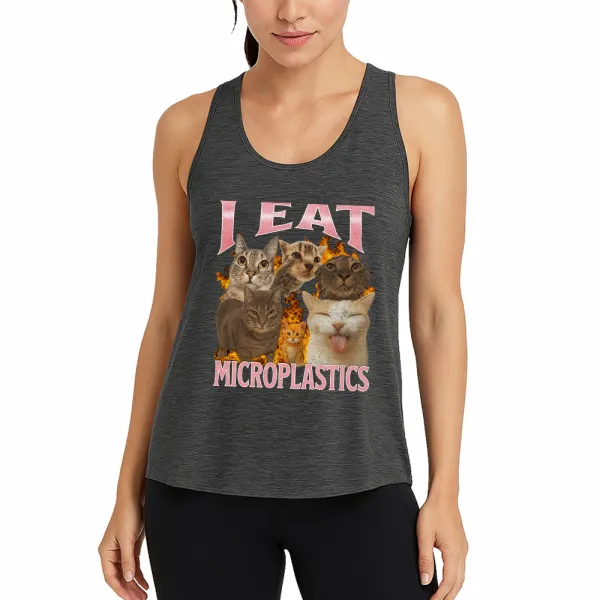I Eat Microplastics Funny Cat Meme Athletic Tank