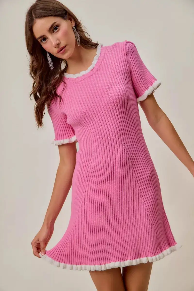 Ruffled Knit Mini Dress