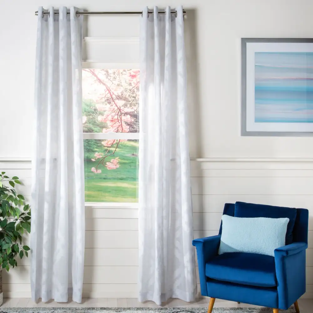 Semi-Sheer Lattice Eyelet Modern Curtain Panel