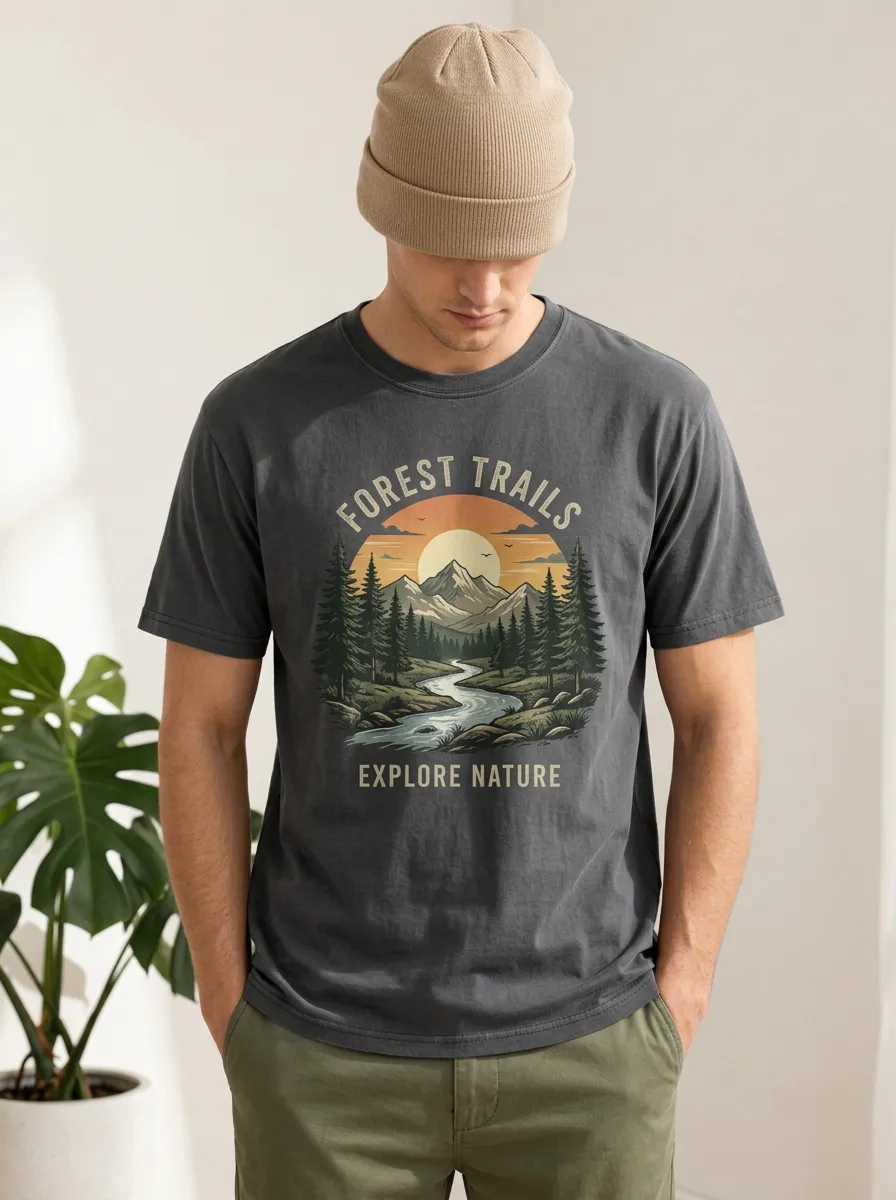 Men's Forest Trail River Printed T-Shirt