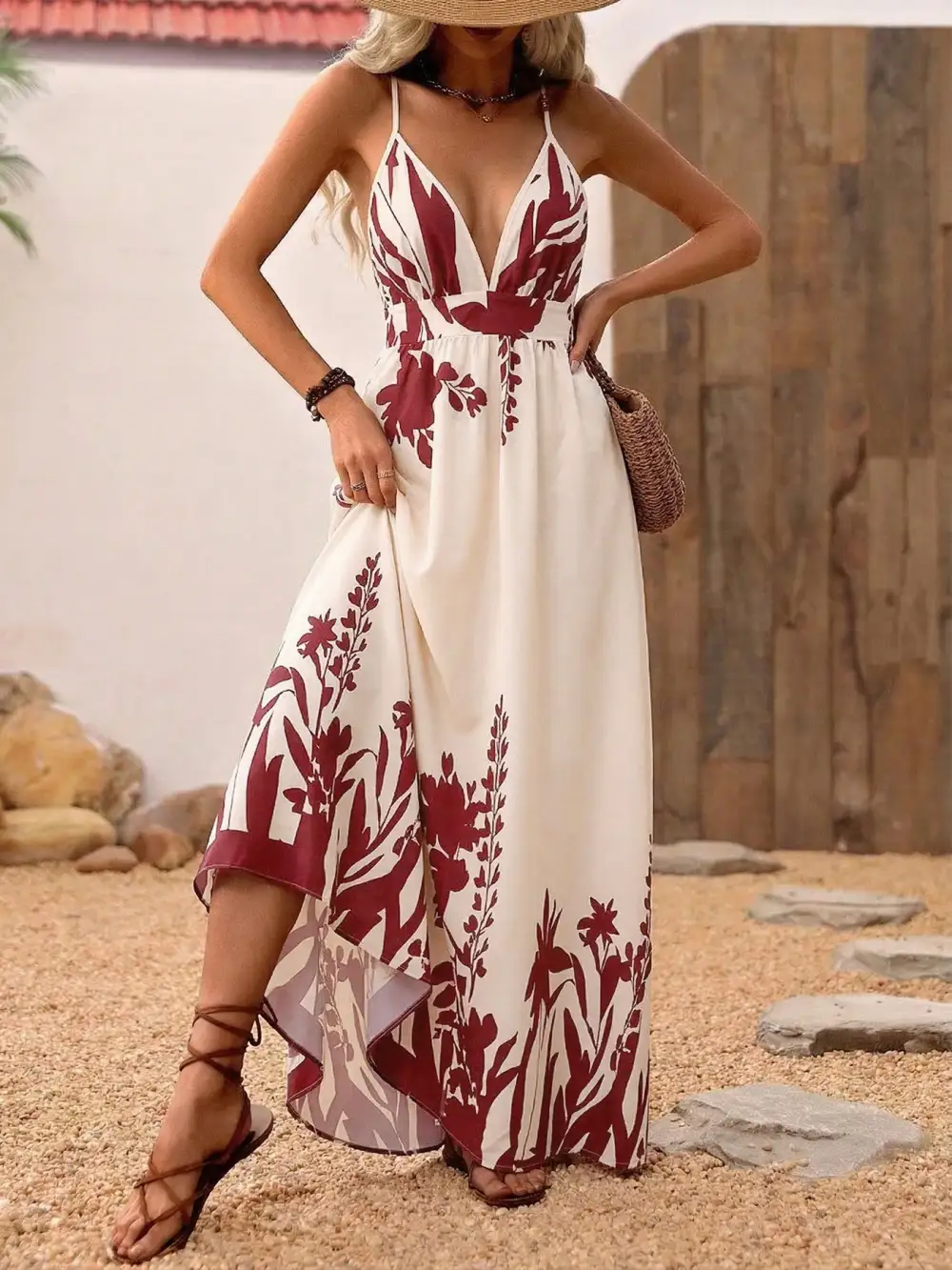V Neck Maxi Dress