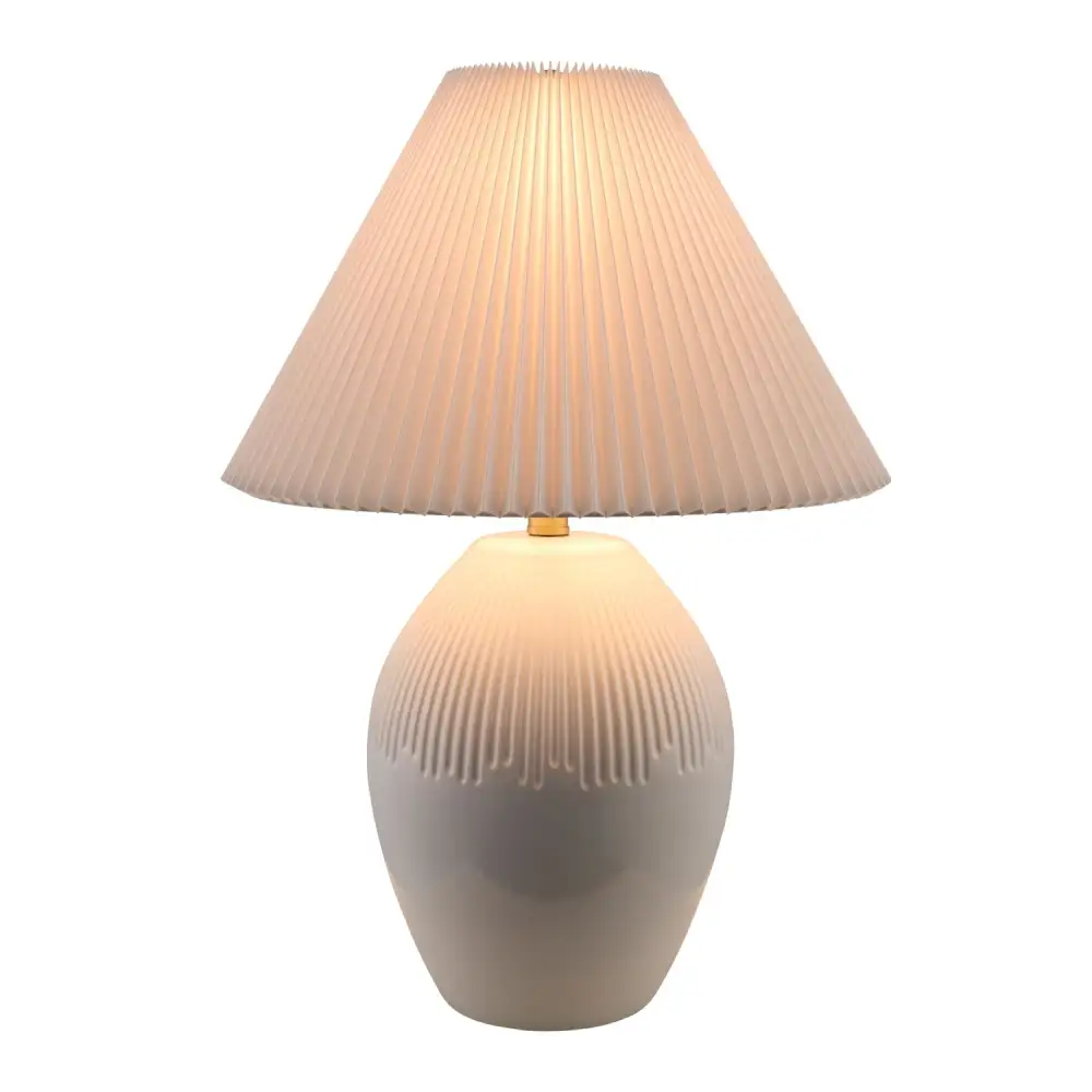 Ceramic Pleated Linen Table Lamp