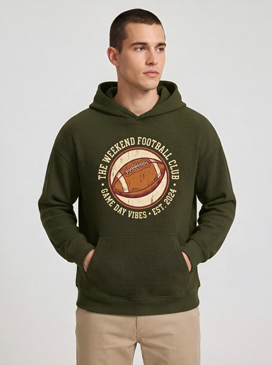 Men's American Football Weekend Club Graphic Printed Hoodie