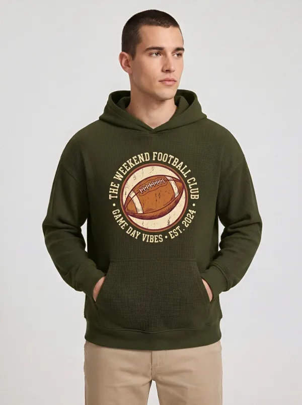 Men's American Football Weekend Club Graphic Printed Hoodie