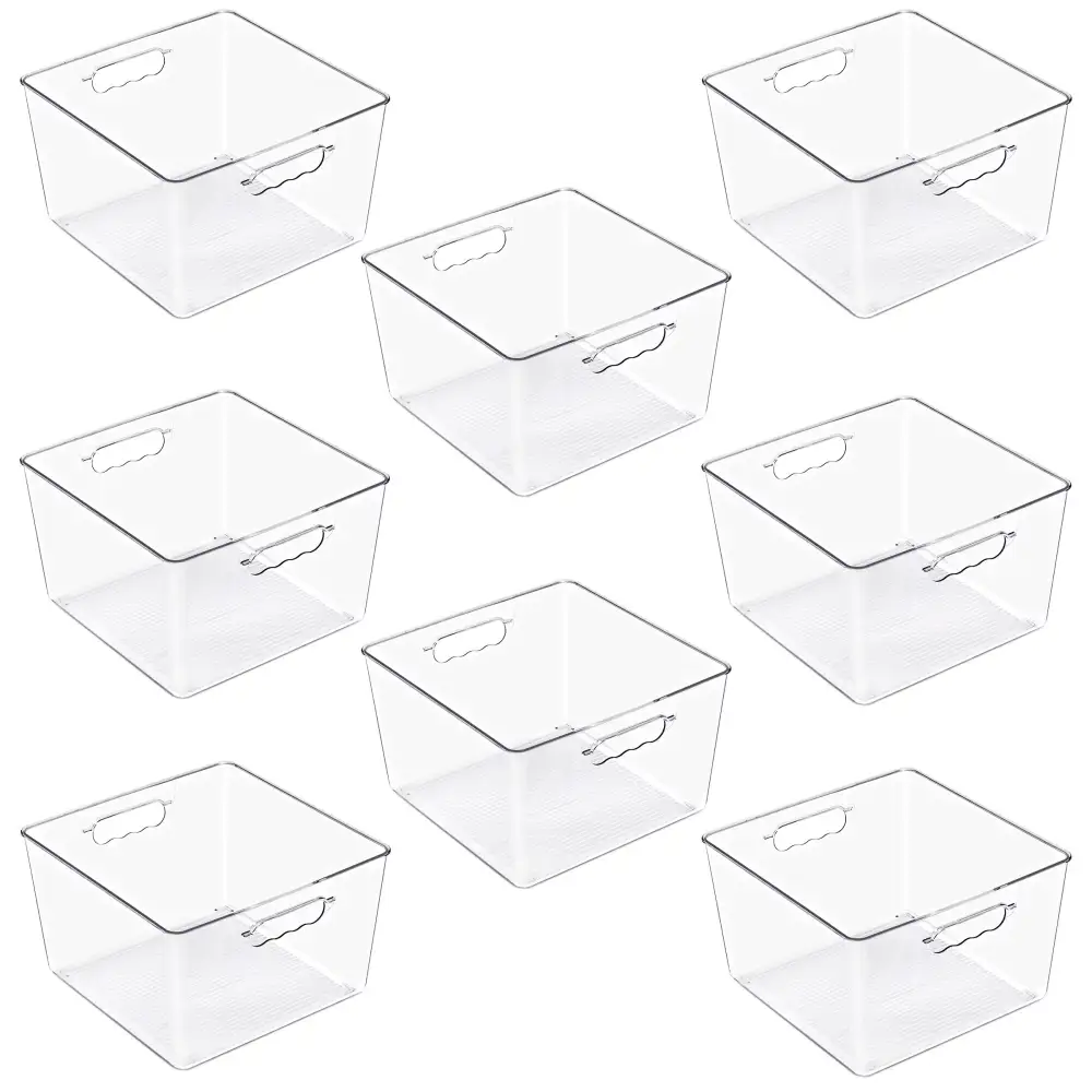Clear Cube Storage Bins With Handles