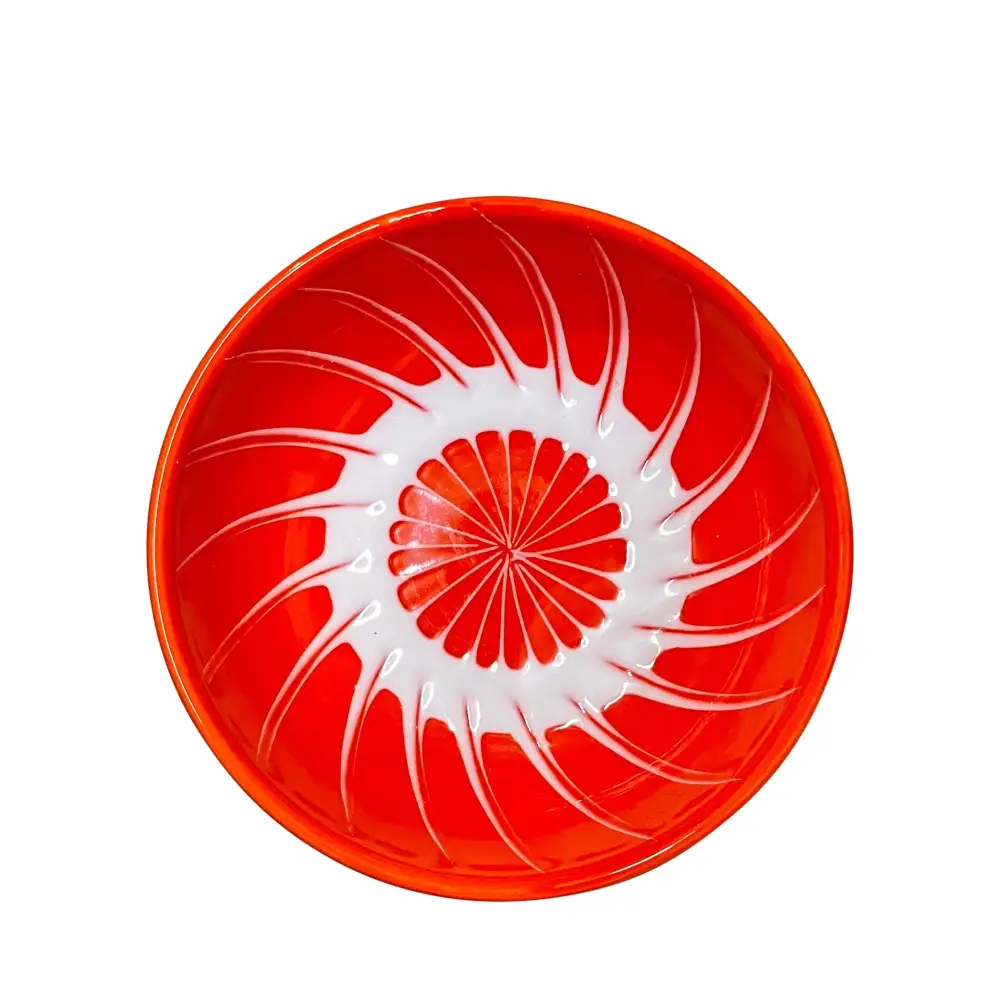 Hand-Painted Sun-Motif Ceramic Dessert Bowl
