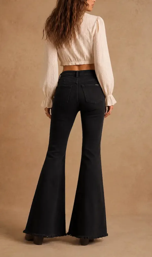 Western Style Bell Bottom Casual Denim Jeans