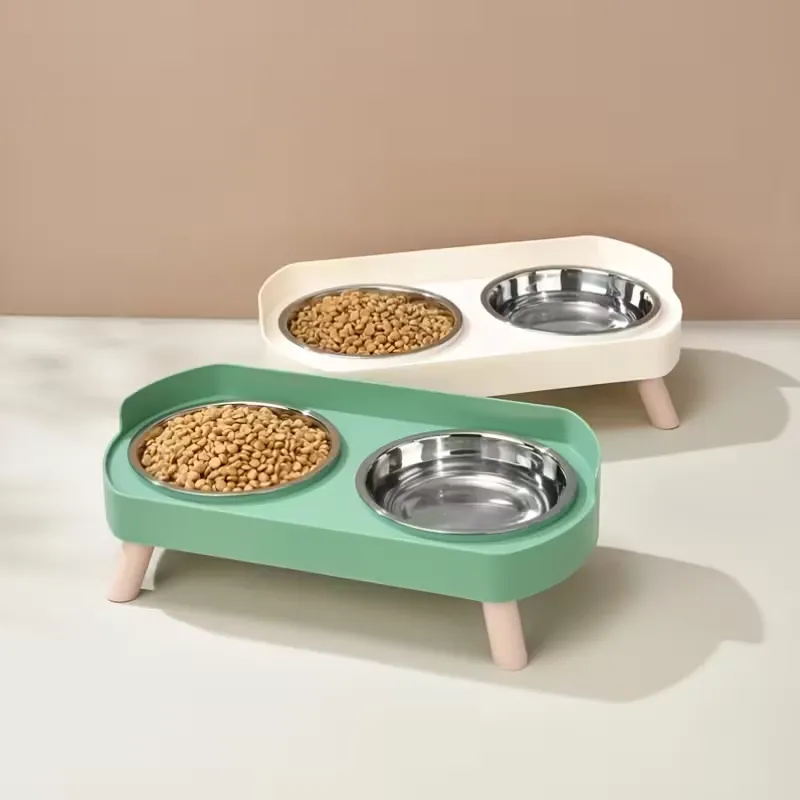 Water Dispenser Stainless Steel Non-Slip Dual Bowl