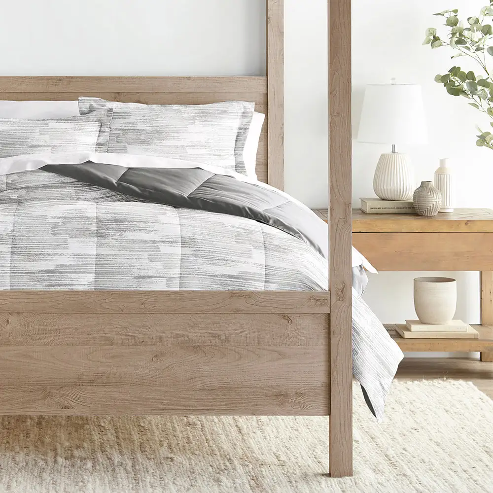 Textured Stripe Reversible Down Alternative Comforter Set