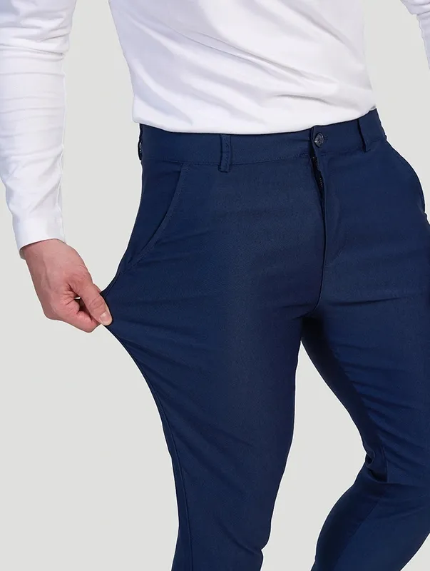 Blue Slim Fit Stretch Pants