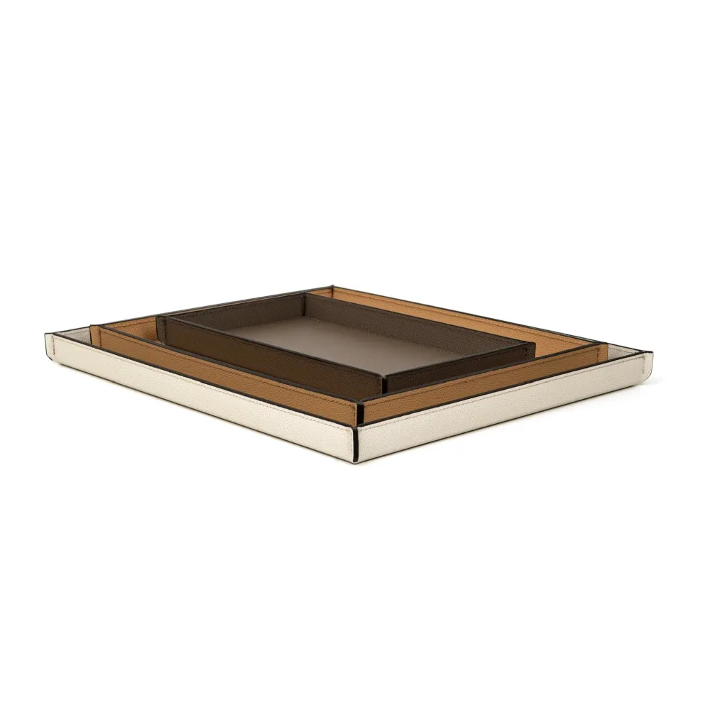 Rectangular Calfskin Leather Tray