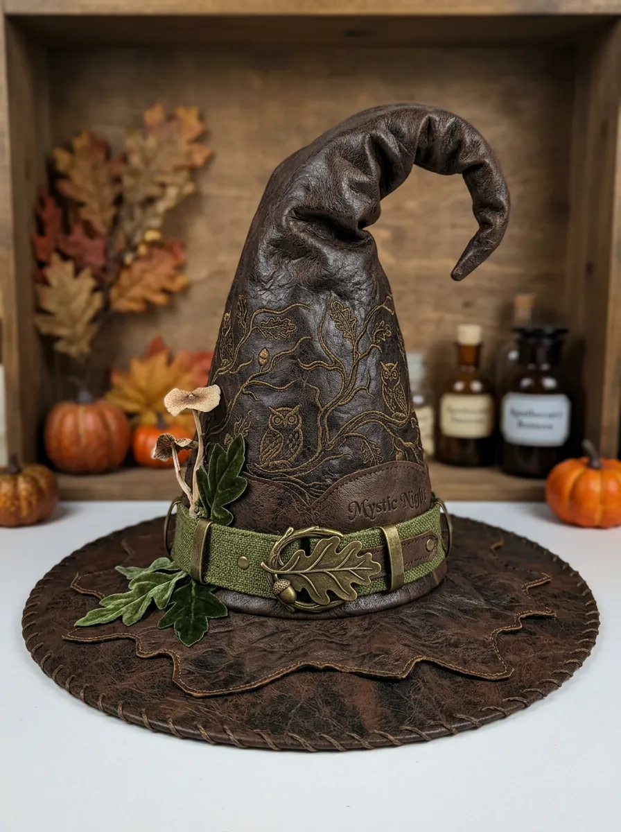 Forest Faux-Leather-Look Halloween Witch Hat