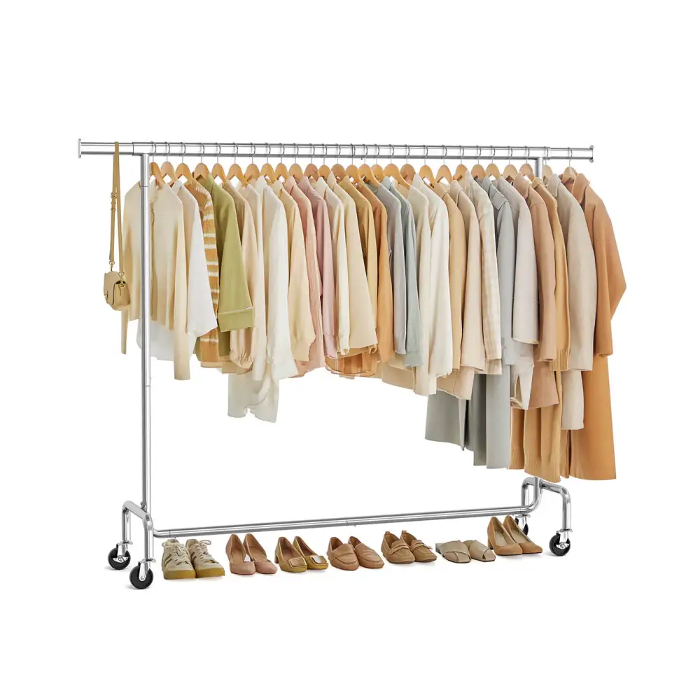 Height Adjustable Rolling Clothes Rail
