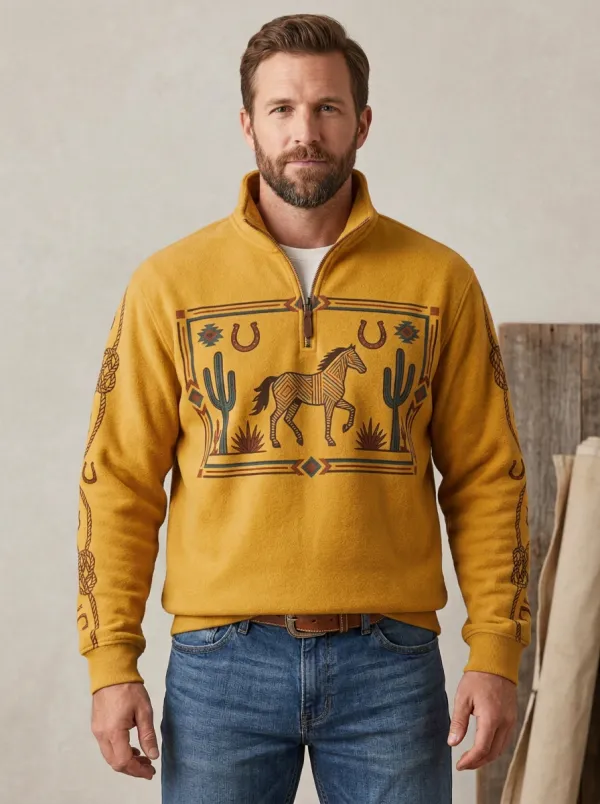 Frontier Horse Cactus Edit Men's Western Sweatshirt