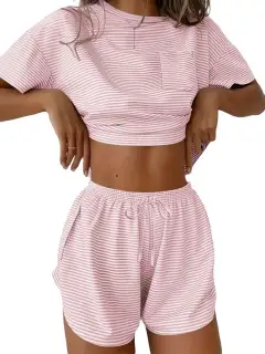 Refined Drawstring Tee and Shorts Matching Set