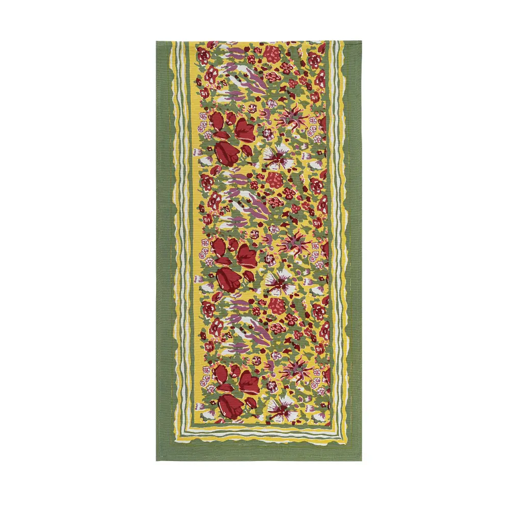 Lush Garden Watercolor Table Runner