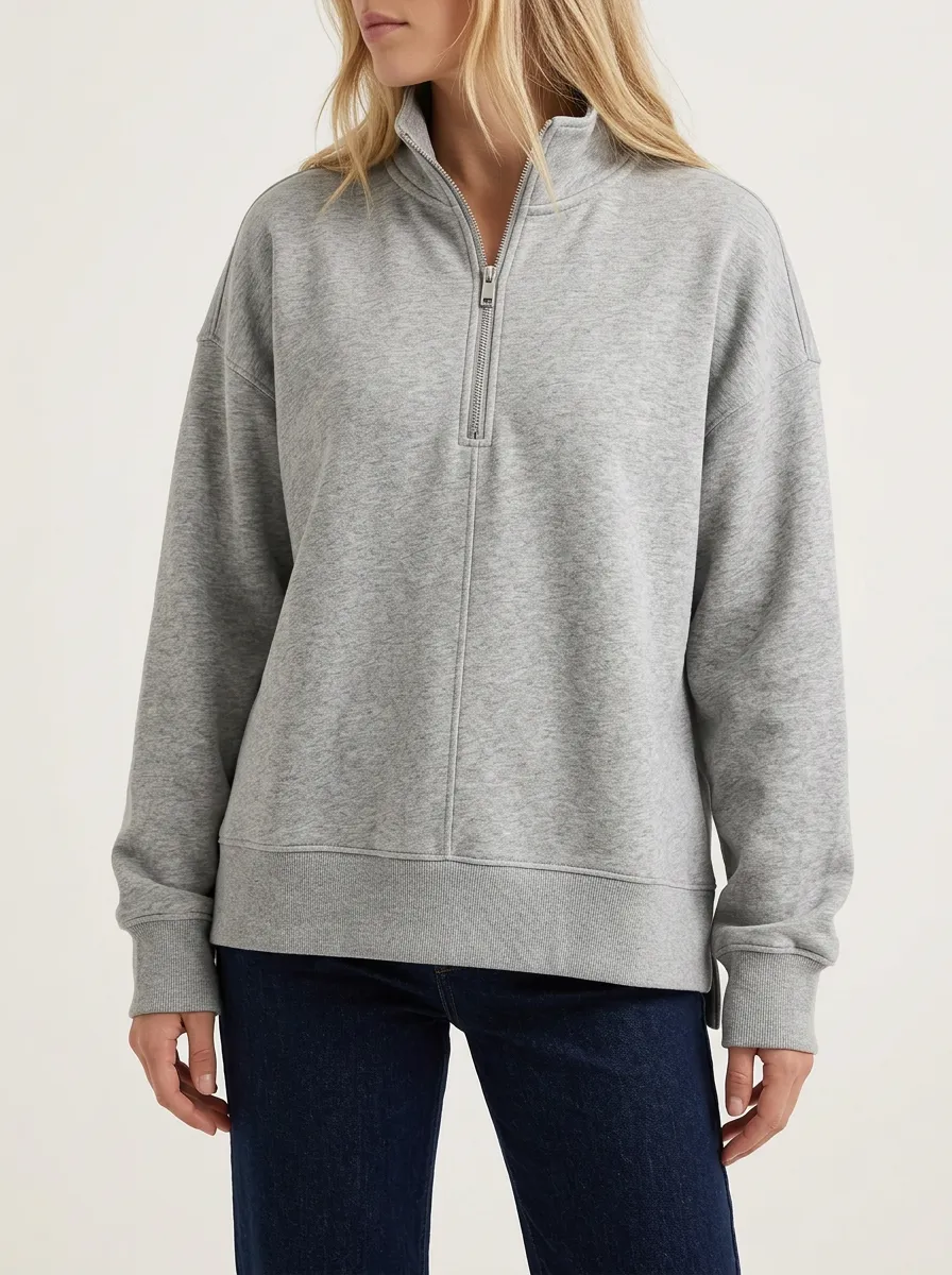 Women's Quarter-Zip Minimal Casual Sweatshirt