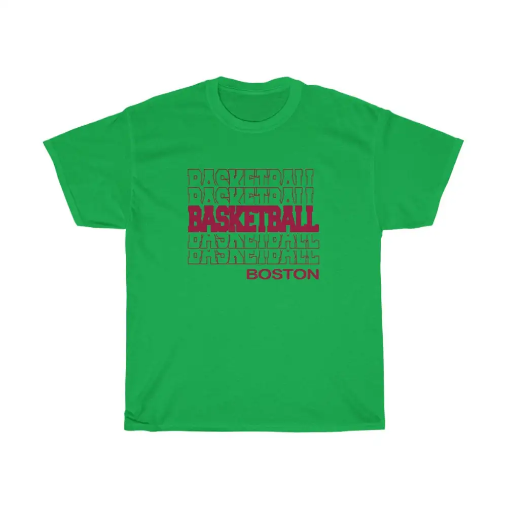 Basketball Boston in Modern Stacked Lettering (Red)