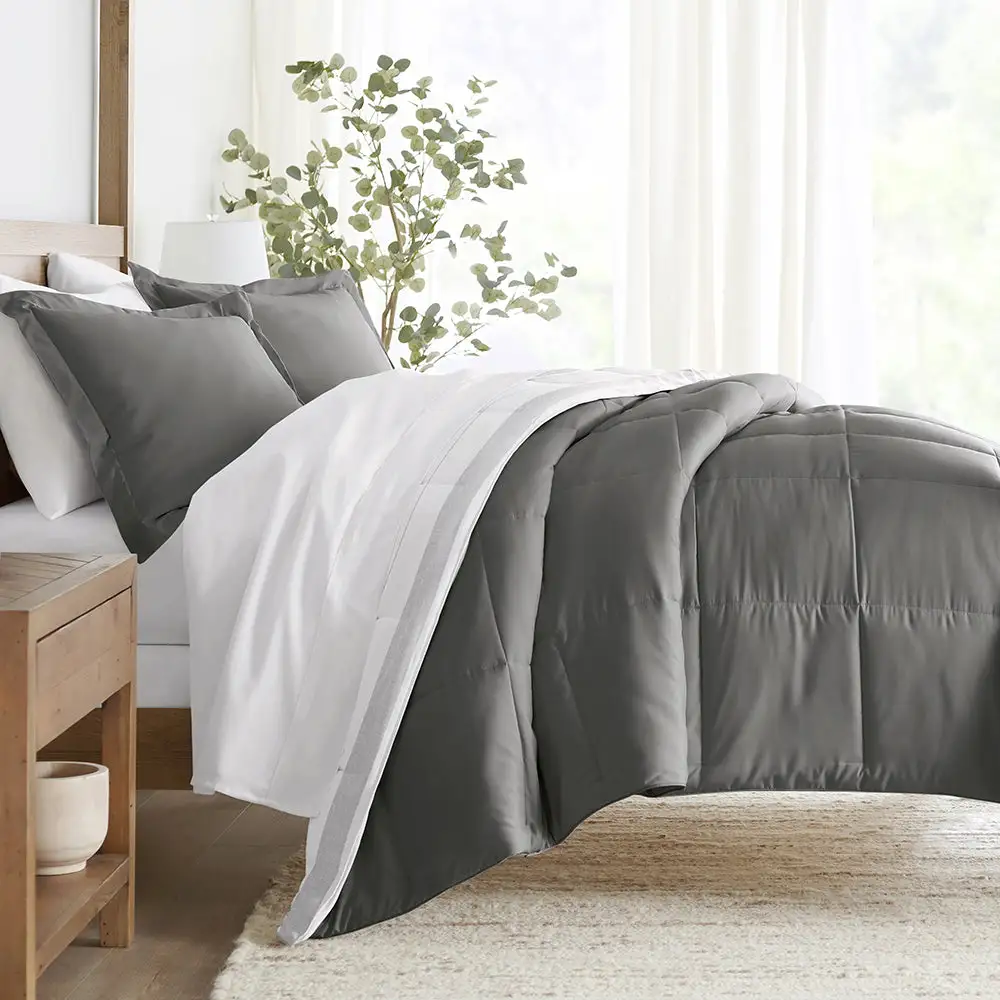 Stitched Stripe Reversible Down Alternative Comforter Set