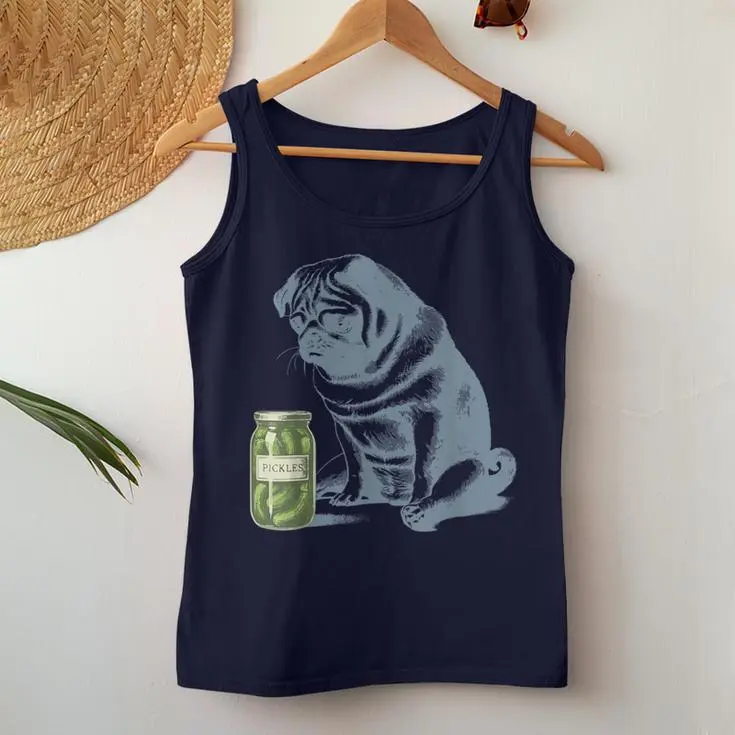 Vintage Sad Pug With Pickles Women Tank Top