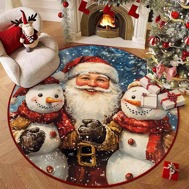 Textured Snowman Pattern Floor Rug