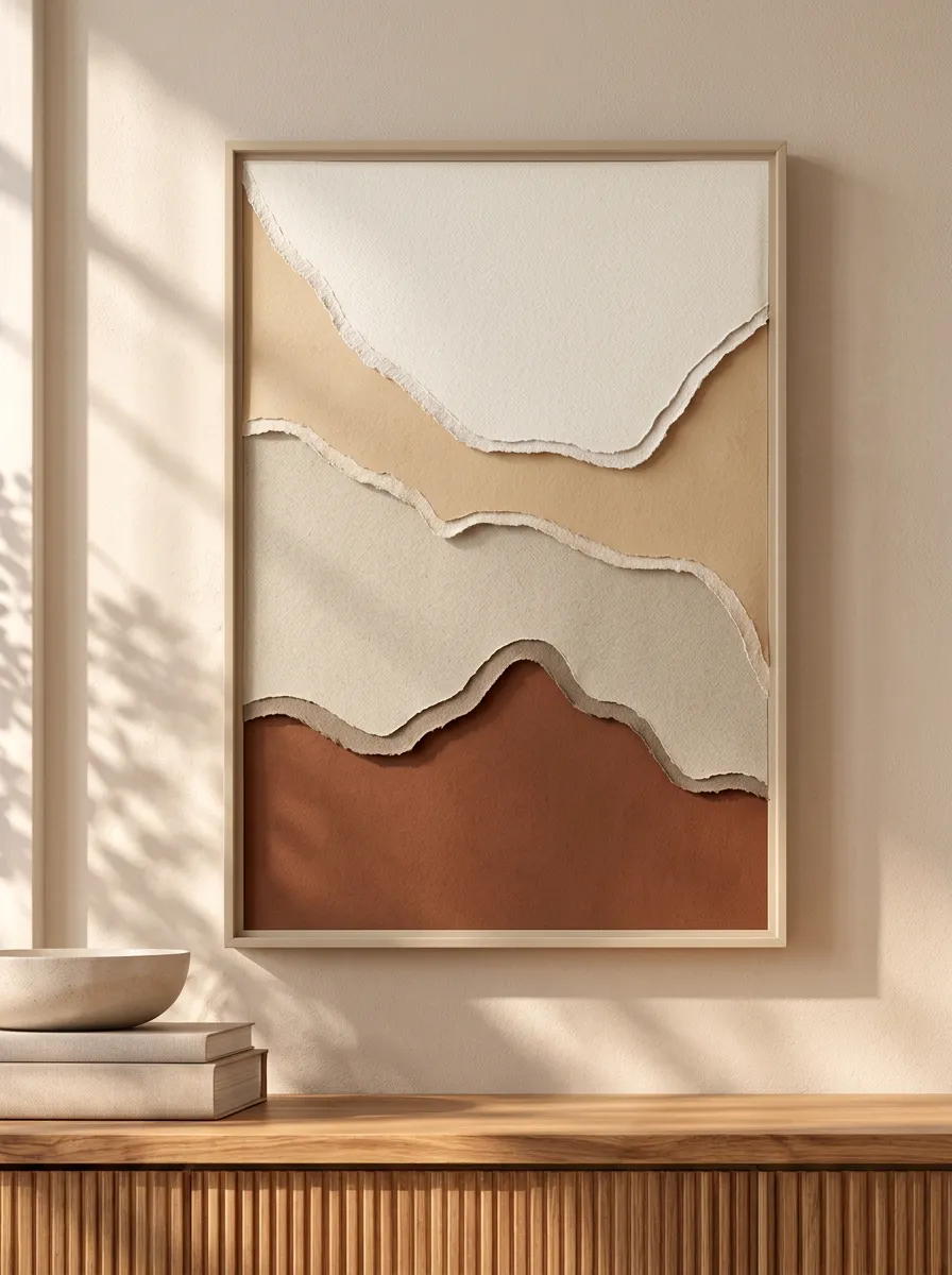 Calm Minimalist Abstract Torn Paper Printed Wall Art