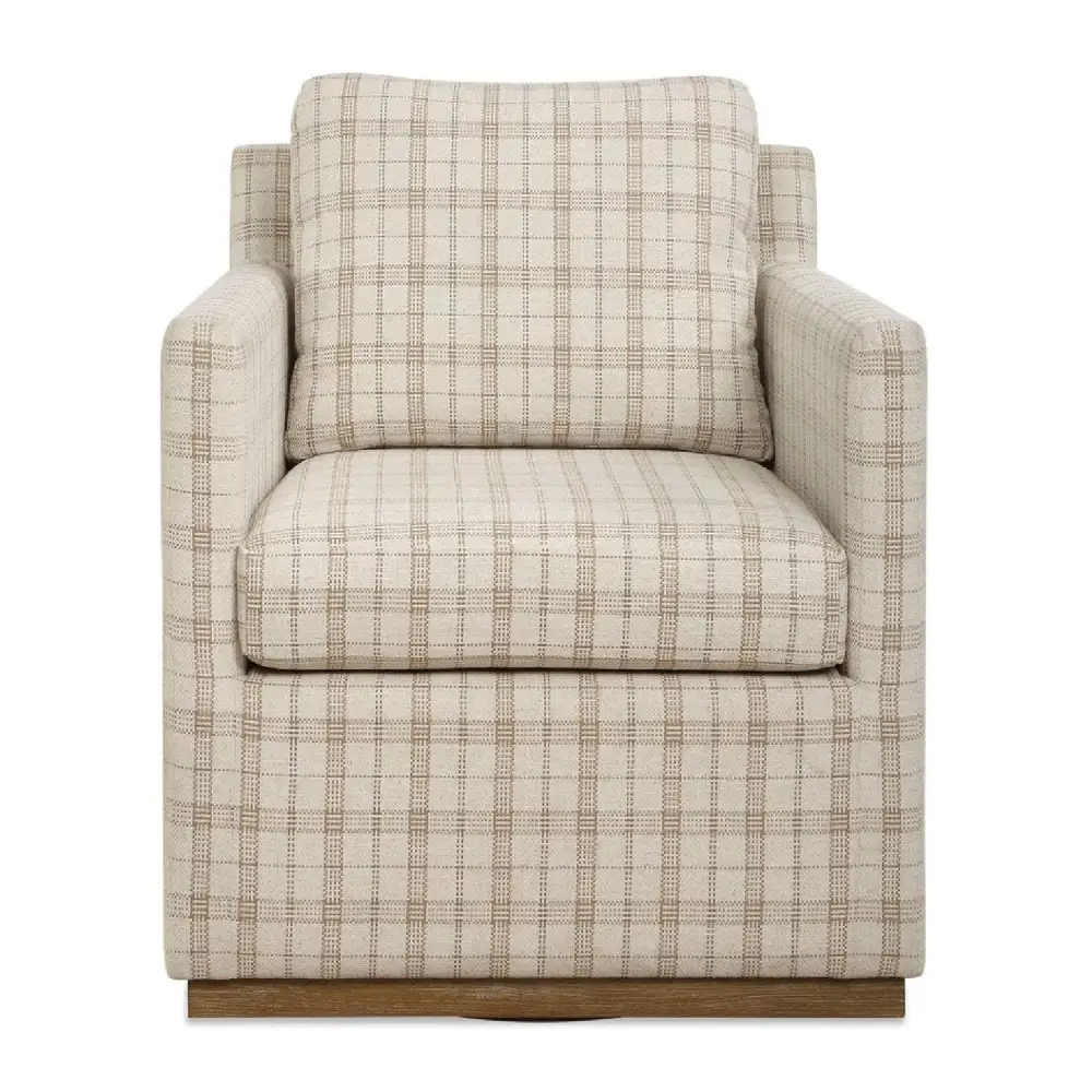 Plaid Linen Swivel Chair