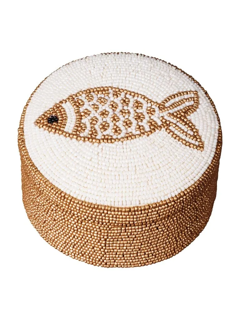 Beaded Round Keepsake Storage Box