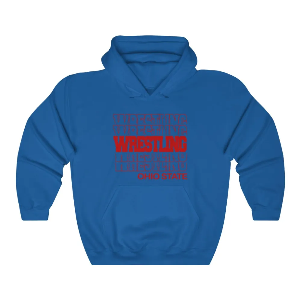 Relaxed Modern Stacked Wrestling Graphic Pullover Hoodie