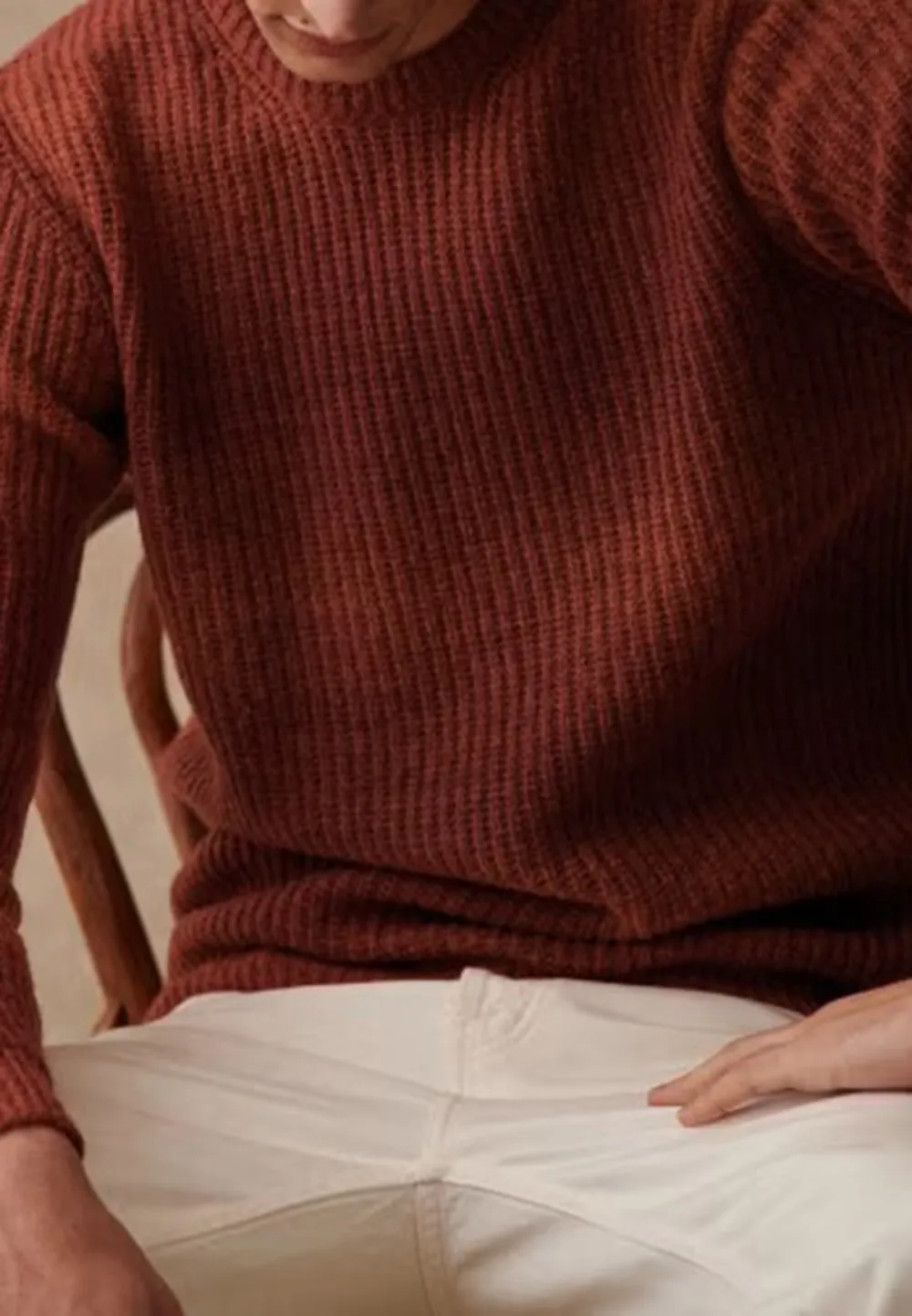 Blue Ombre Ribbed Knit Crew Neck Sweater