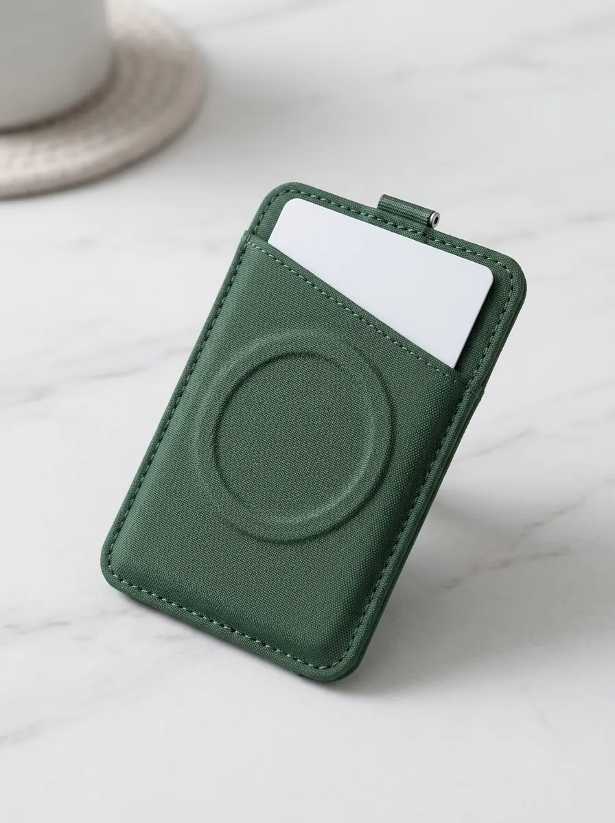 Green Magnetic Circle Phone Card Holder
