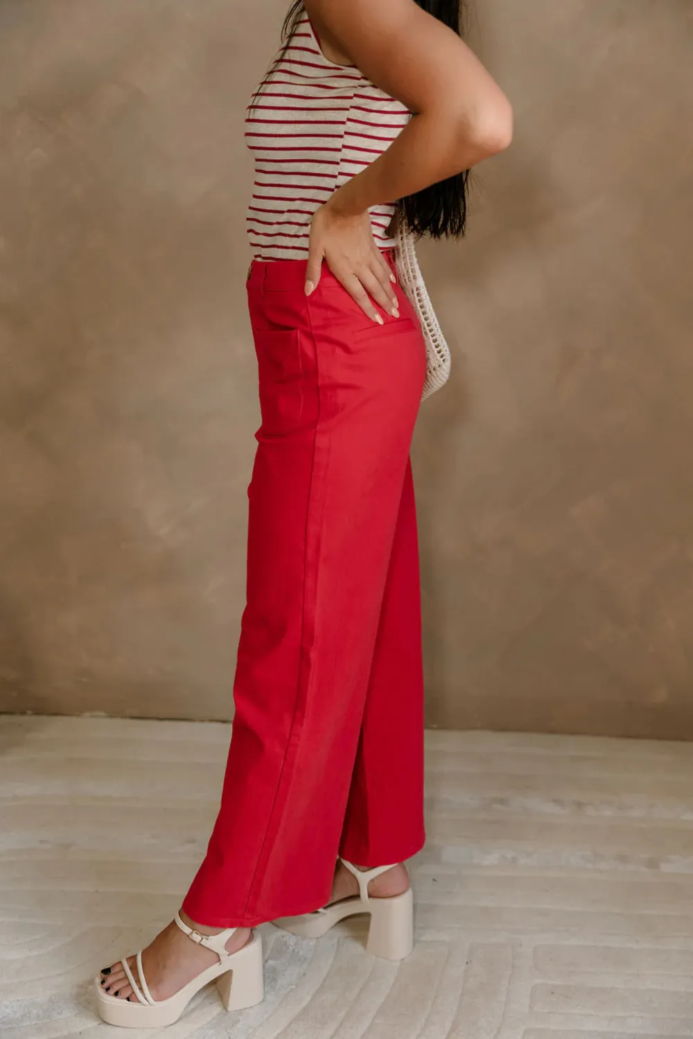 Pocketed Wide Leg Casual Pants