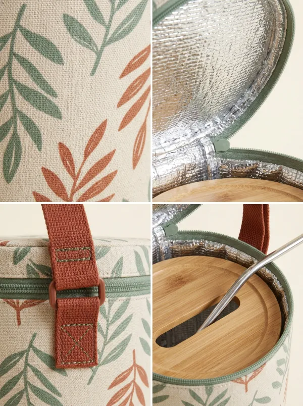 Botanical Leaf Pattern Printed Insulated Cooler Bag