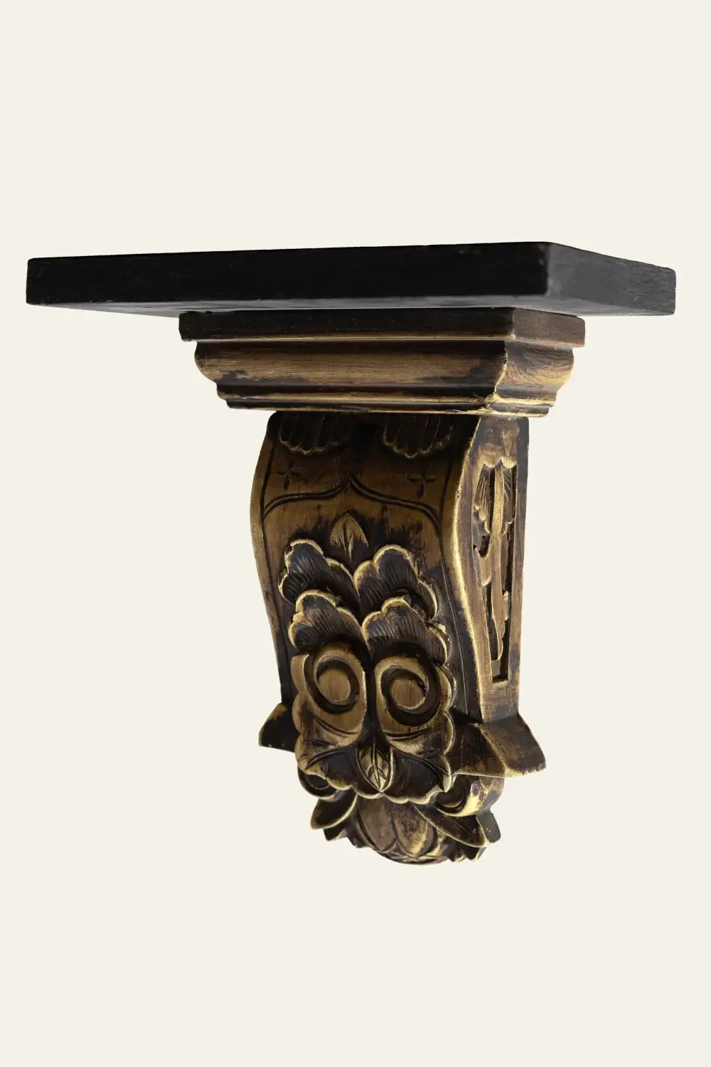 Owl Carved Wooden Wall Bracket