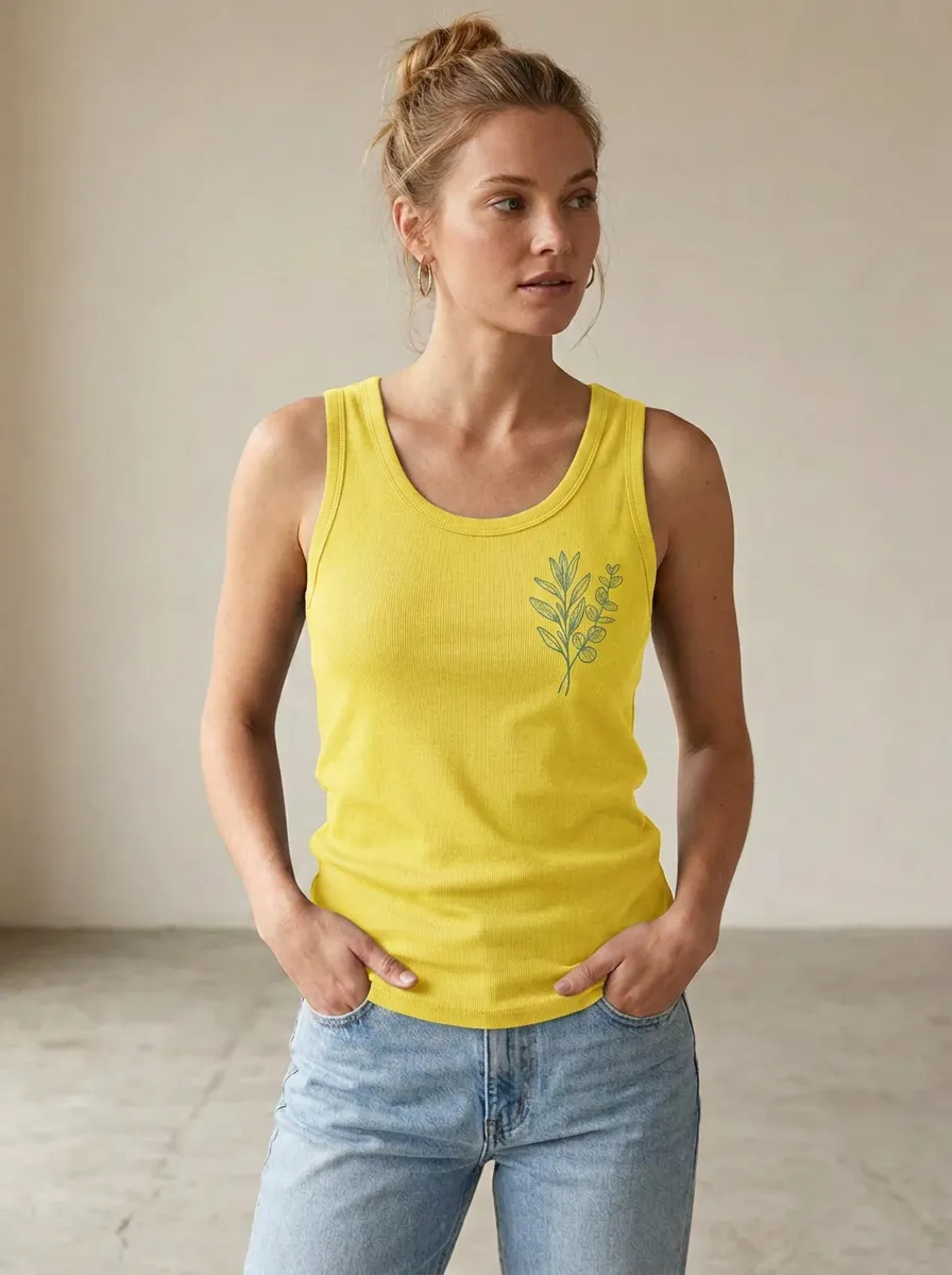 Women's Botanical Nature Lover Eucalyptus Leaf Printed Tank Top
