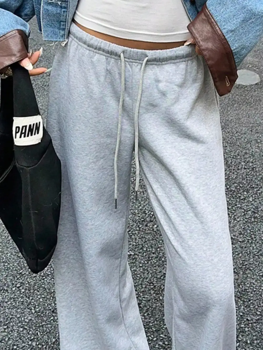 Drawstring Wide Leg Pocketed Casual Joggers