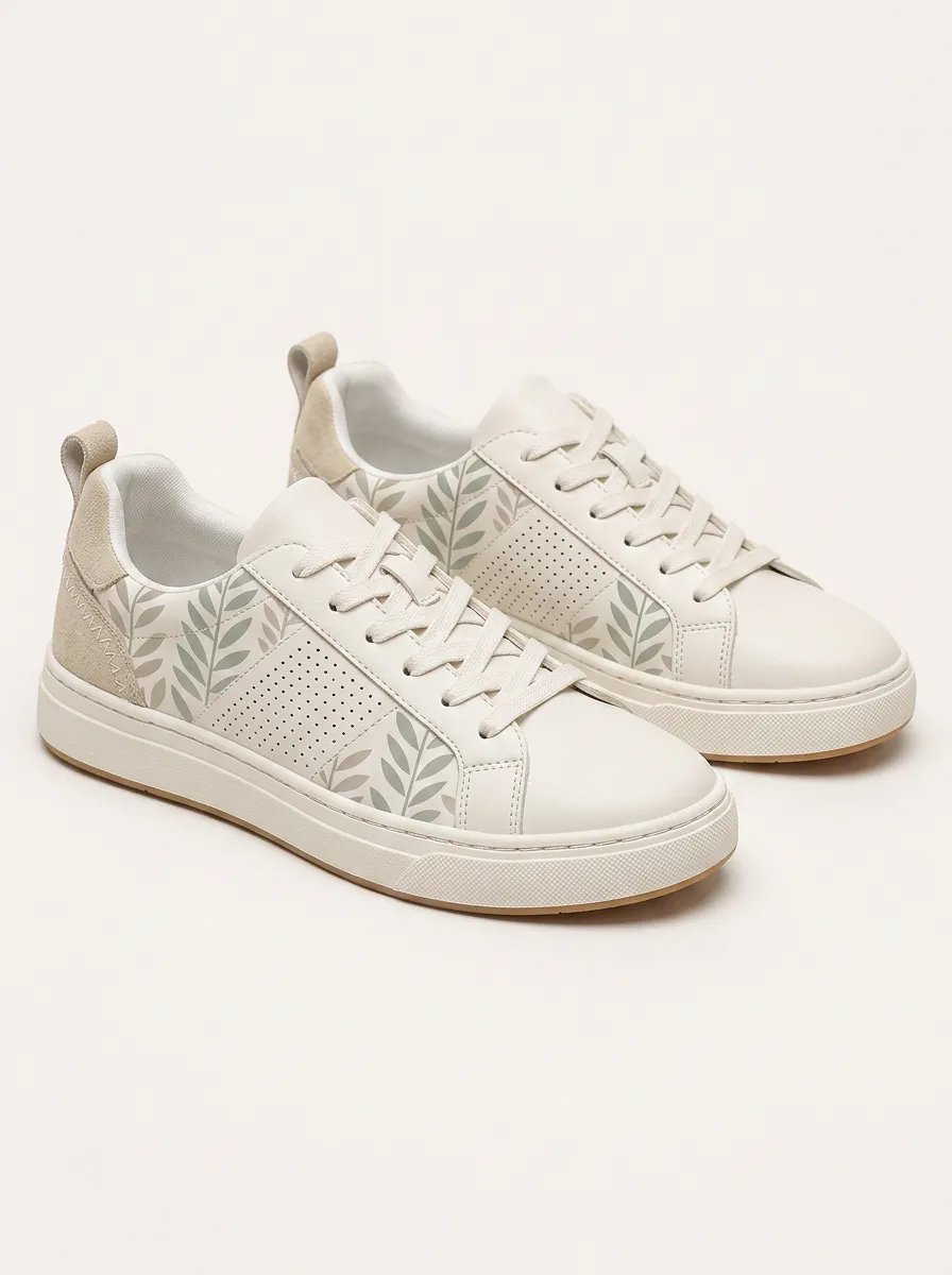 Men's Fresh Botanical Nature Lover Leaf Patterned Everyday Skate Shoes