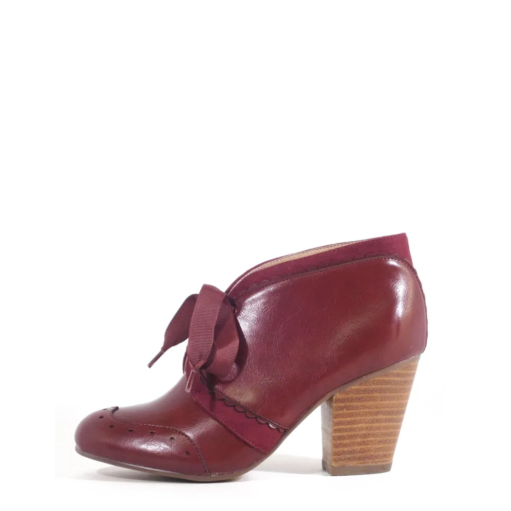 Faux Leather Block Heel Victorian Ankle Boots