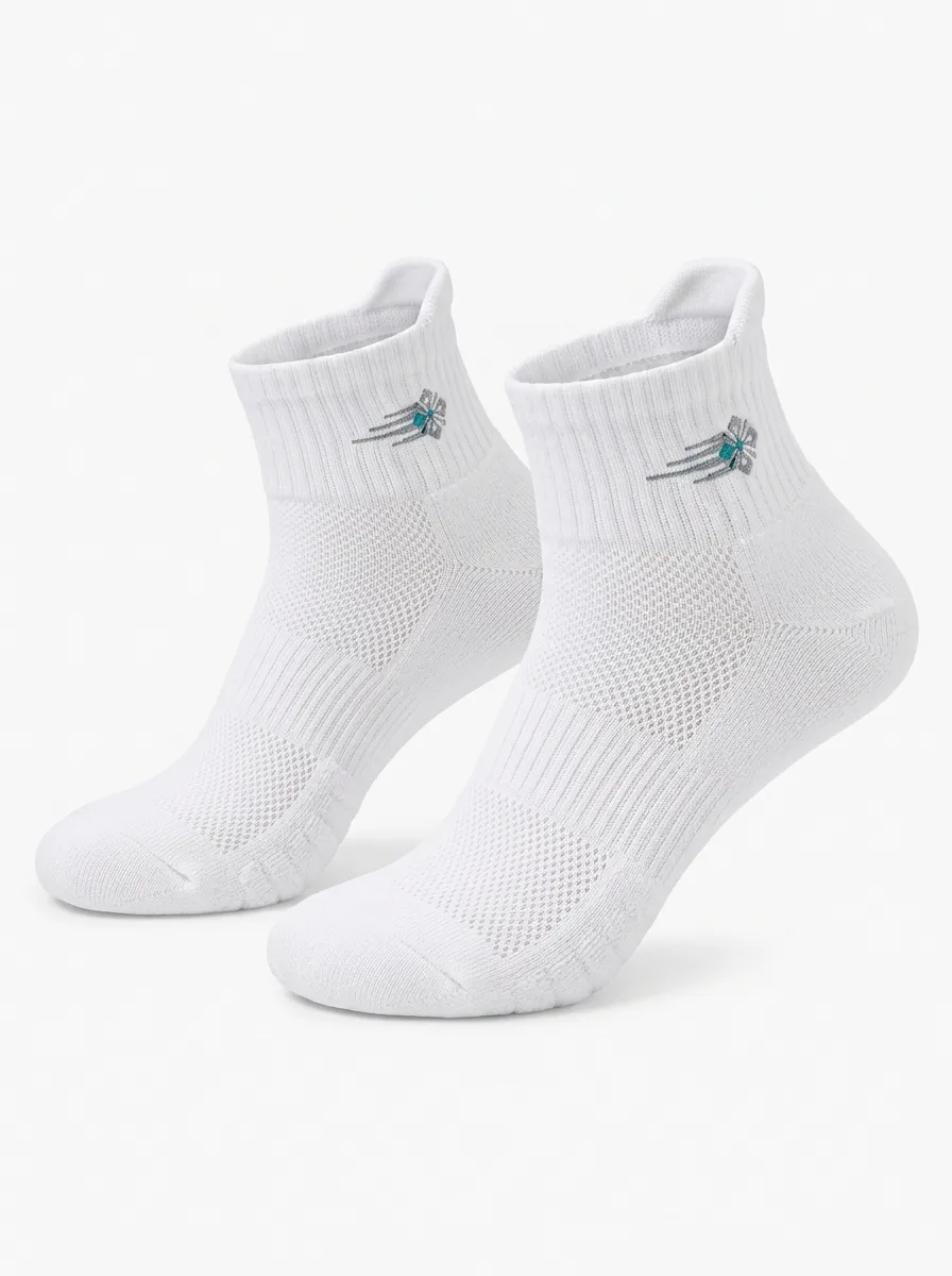 White Sport Graphic Athletic Ankle Socks