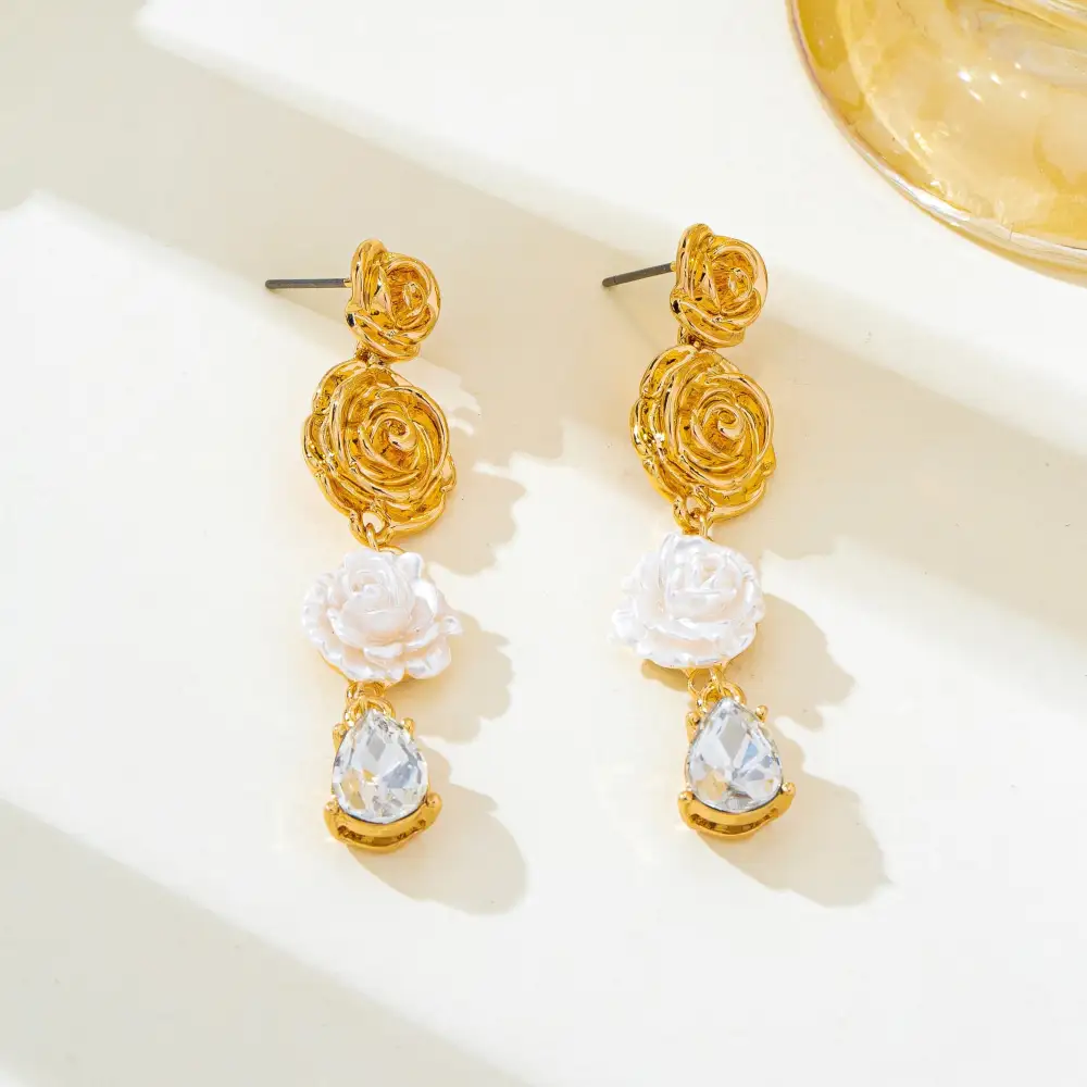 Triple Tier Floral Crystal Dangle