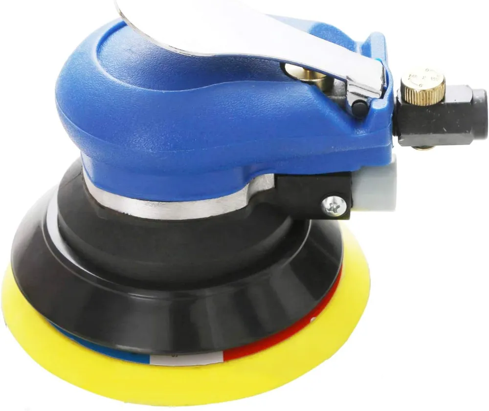 Professional Air Random Orbital Sander, Heavy Duty Dual Action Pneumatic Palm Sander (6 inch, Red)