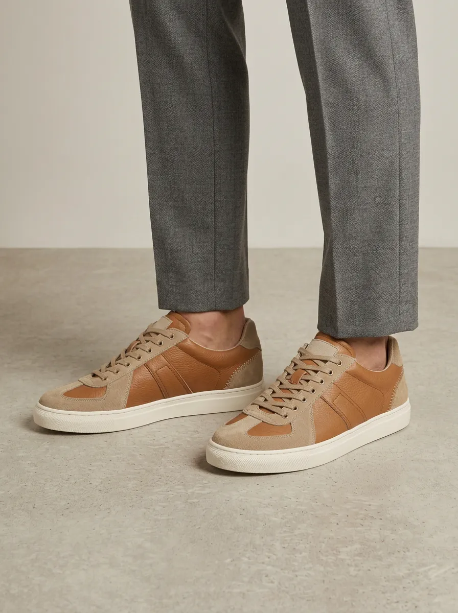 Men's Minimalist Suede Leather Patchwork Casual Shoes