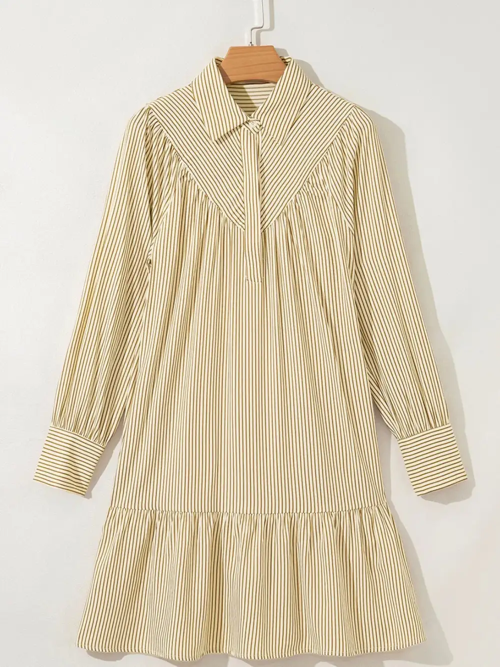 Striped Long Sleeve Collared Mini Dress