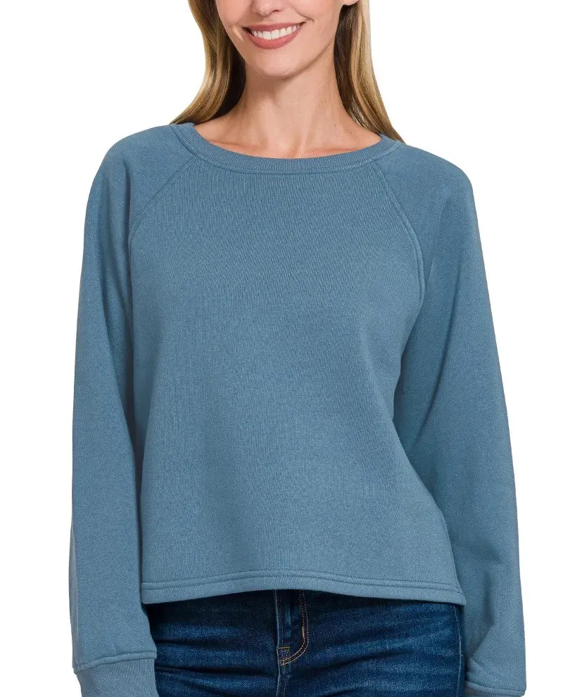 Round Neck Fleece Oversized Sweatshirt
