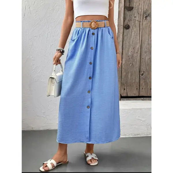 Decor Button Front Midi Skirt