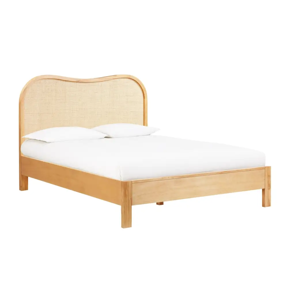 Woven Modern Rattan Wood Bed