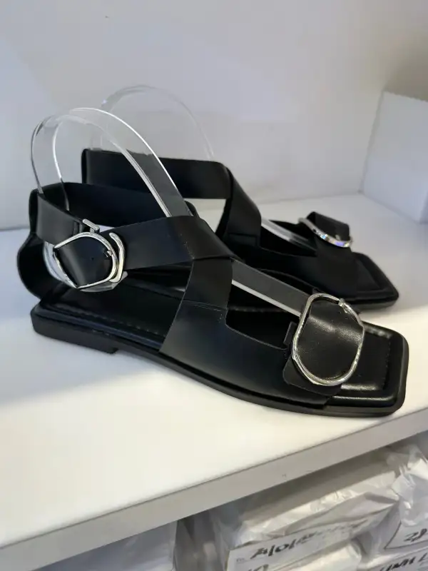 Smooth Faux Leather Flat Sandals