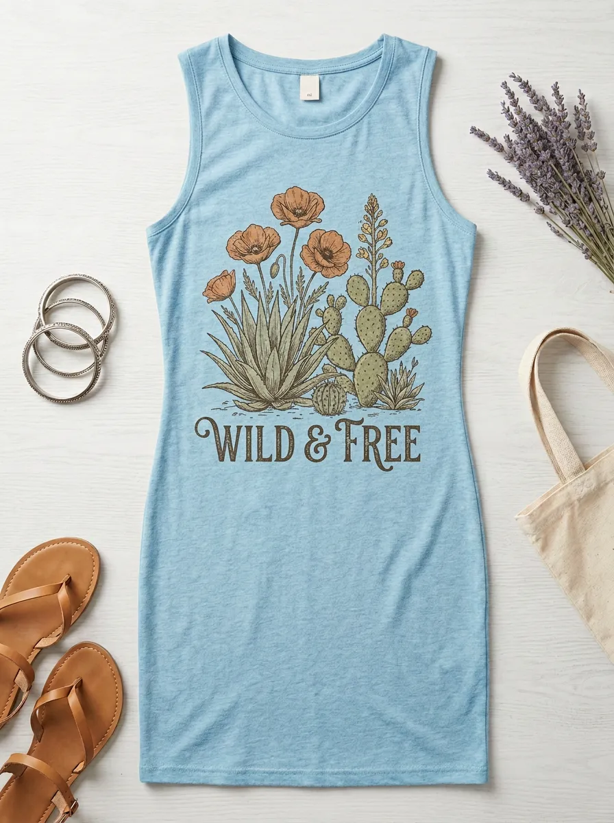 Wild And Free Desert Cactus Poppy Tank Top