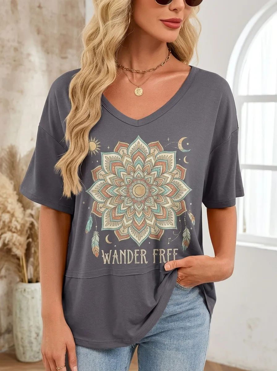 Boho Wander Free T-Shirt Modern