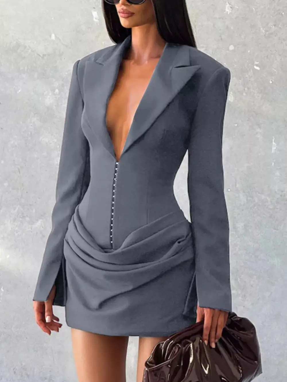 Balanced Detail Long Sleeve Mini Dress